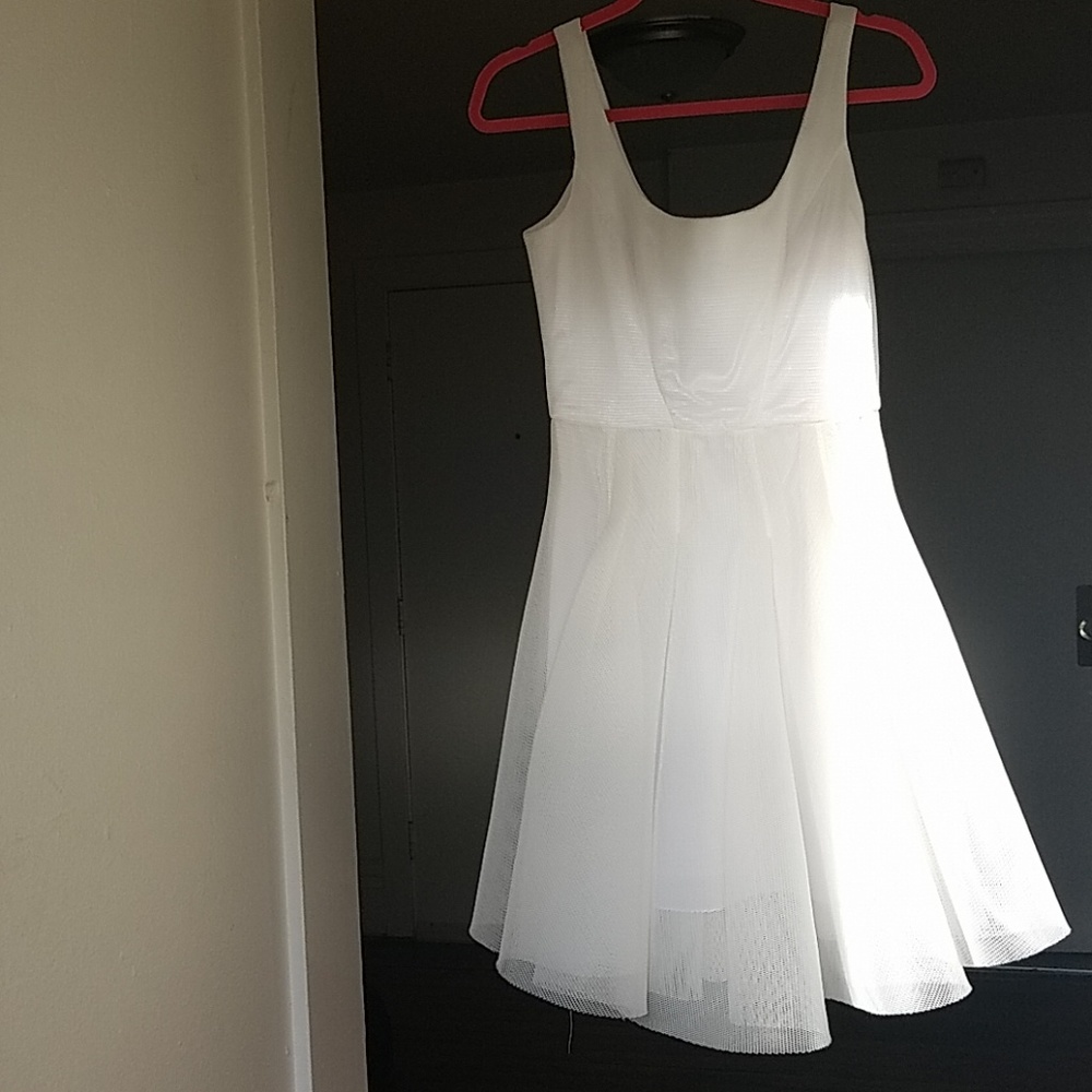 Milly window screen white mesh dress